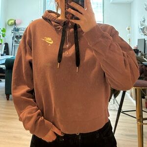 Nike Dusty Rose Quarter Zip Cropped Hoodie
